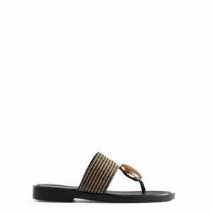 Sandalia negra plana de dedo en Acampada Shoes ref: 6798