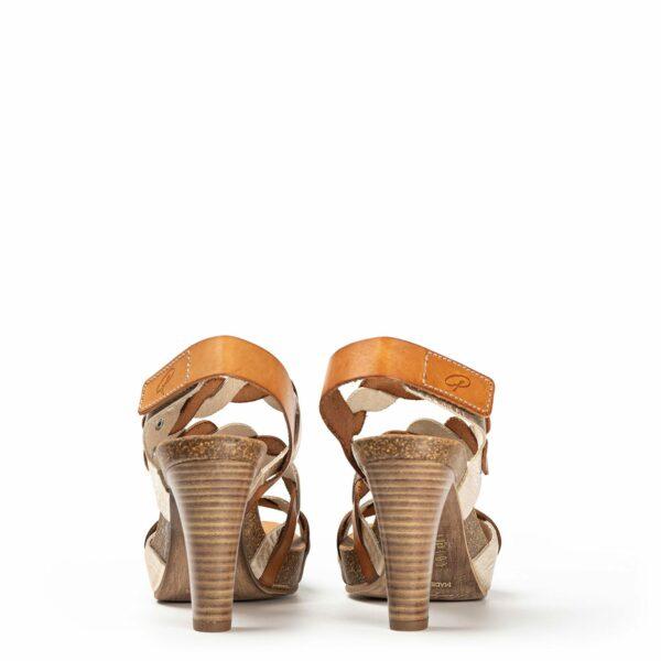 Sandalia cuero y platino con tacón Acampada Shoes ref: 6906