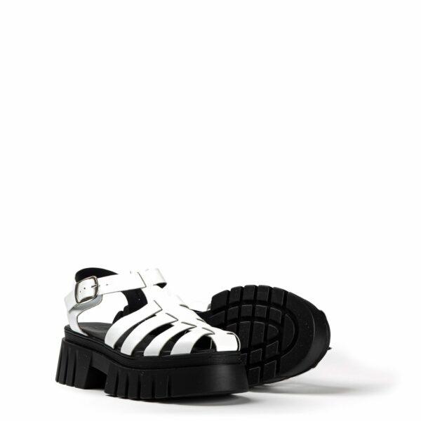 Sandalia blanca cangrejera plataforma en Acampada Shoes ref: 6673